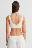 Kırık Beyaz Minimal Bralet Crop Top-Y261011069