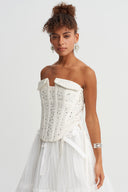 Off-White Sequin Detail Strapless Corset Top - Y261011087