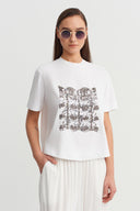 Off-White Stone Embellished Applique Detail T-shirt - Y261011088