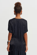 Black Asymmetrical Satin Textured Blouse - Y261011032