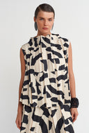 Printed Patterned Pleated Blouse - Y261011047