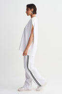 Kırık Beyaz Şerit Detaylı Oversize T-Shirt-Y261011118