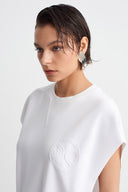 Kırık Beyaz Şerit Detaylı Oversize T-Shirt-Y261011118