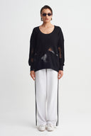 Siyah Pencere Detaylı Sweatshirt-Y261011121
