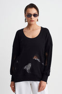 Siyah Pencere Detaylı Sweatshirt-Y261011121