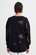 Siyah Pencere Detaylı Sweatshirt-Y261011121