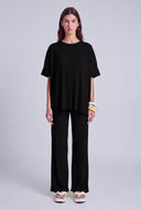 Siyah Oversize Plise T-Shirt-Y261011134