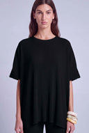 Siyah Oversize Plise T-Shirt-Y261011134