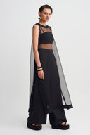 Siyah Transparan Organze Tunik-Y261011141