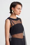 Siyah Transparan Organze Tunik-Y261011141