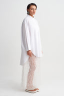 Kırık Beyaz Oversize Poplin Gömlek-Y261011147
