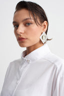 Kırık Beyaz Oversize Poplin Gömlek-Y261011147