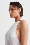 Kırık Beyaz Transparan Tül Detaylı Body-Y261011152