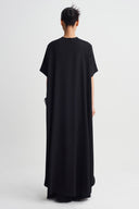 Siyah Asimetrik Kesim T-Shirt-Y261011153