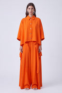 Oranj Kısa Kesim Dökümlü Gömlek-Y261011156