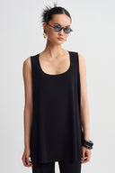 Black Sleeveless Jersey Top-Y261011175