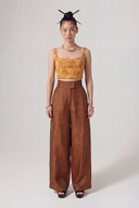 Bronze High-Waisted Wide-Leg Trousers-Y263013031