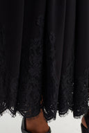 Black Jersey Trousers with Lace Detail-Y263013054