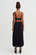 Black Jersey Trousers with Lace Detail-Y263013054