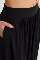 Black Layered Jersey Trousers-Y263013055