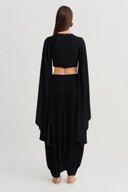 Black Layered Look Satin Trousers - Y263013056