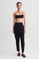 Siyah Yüksek Bel Poplin Pantolon-Y263013091