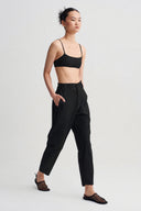 Siyah Yüksek Bel Poplin Pantolon-Y263013091