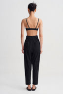 Siyah Yüksek Bel Poplin Pantolon-Y263013091