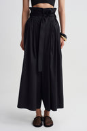 Siyah Bağlama Detaylı Poplin Pantolon-Y263013093