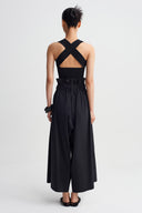 Siyah Bağlama Detaylı Poplin Pantolon-Y263013093