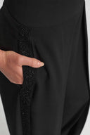 Siyah Yırtmaç Detaylı Pantolon-Y263013096