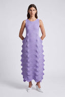Lila Origamik Uzun Triko Elbise-Y264014110