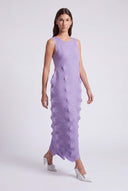 Lila Origamik Uzun Triko Elbise-Y264014110