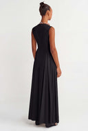 Black Poplin Maxi Dress - Y264014015
