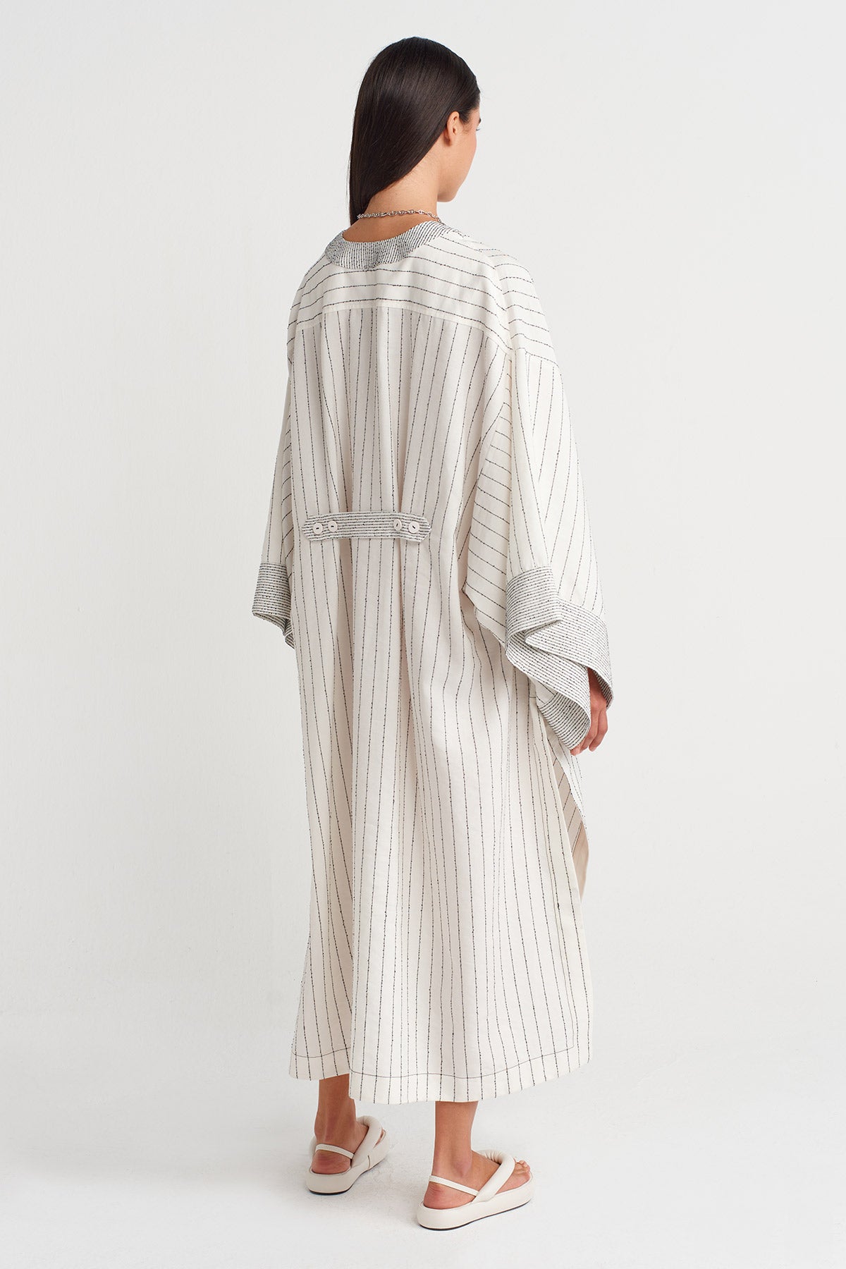 Çizgili Oversize Gelincik Kaftan-Y264014024