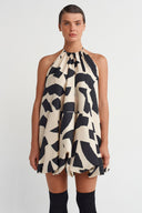 Printed Patterned Short Balloon Dress - Y264014026