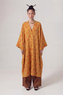 Bronze Patterned Kaftan Dress-Y264014036