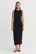 Black Sleeveless Jersey Dress-Y264014075