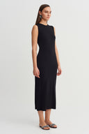 Black Sleeveless Jersey Dress-Y264014075