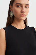 Black Sleeveless Jersey Dress-Y264014075