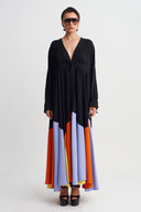 Multicolor Renk Bloklu Volanlı Elbise-Y264014122