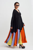 Multicolor Renk Bloklu Volanlı Elbise-Y264014122