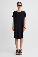 Black Jersey Midi Dress-Y264014134