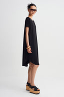 Black Jersey Midi Dress-Y264014134