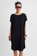 Black Jersey Midi Dress-Y264014134