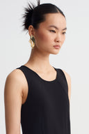 Black Draped Long Jersey Dress-Y264014140
