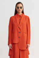 Red Asymmetrical Button-Down Jacket - Y265015056