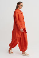 Red Asymmetrical Button-Down Jacket - Y265015056