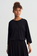 Black Beaded Jersey Cardigan-Y265015058