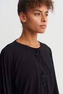 Black Beaded Jersey Cardigan-Y265015058
